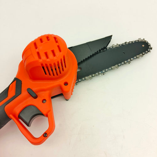 Power Saws: 6" Mini Orange Cordless Electric Chainsaw 2X Battery-Powered Wood Cutter Rechargeable