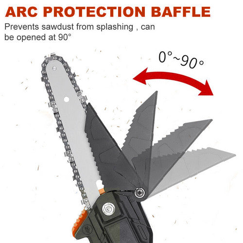 Power Saws: 6" Mini Orange Cordless Electric Chainsaw 2X Battery-Powered Wood Cutter Rechargeable