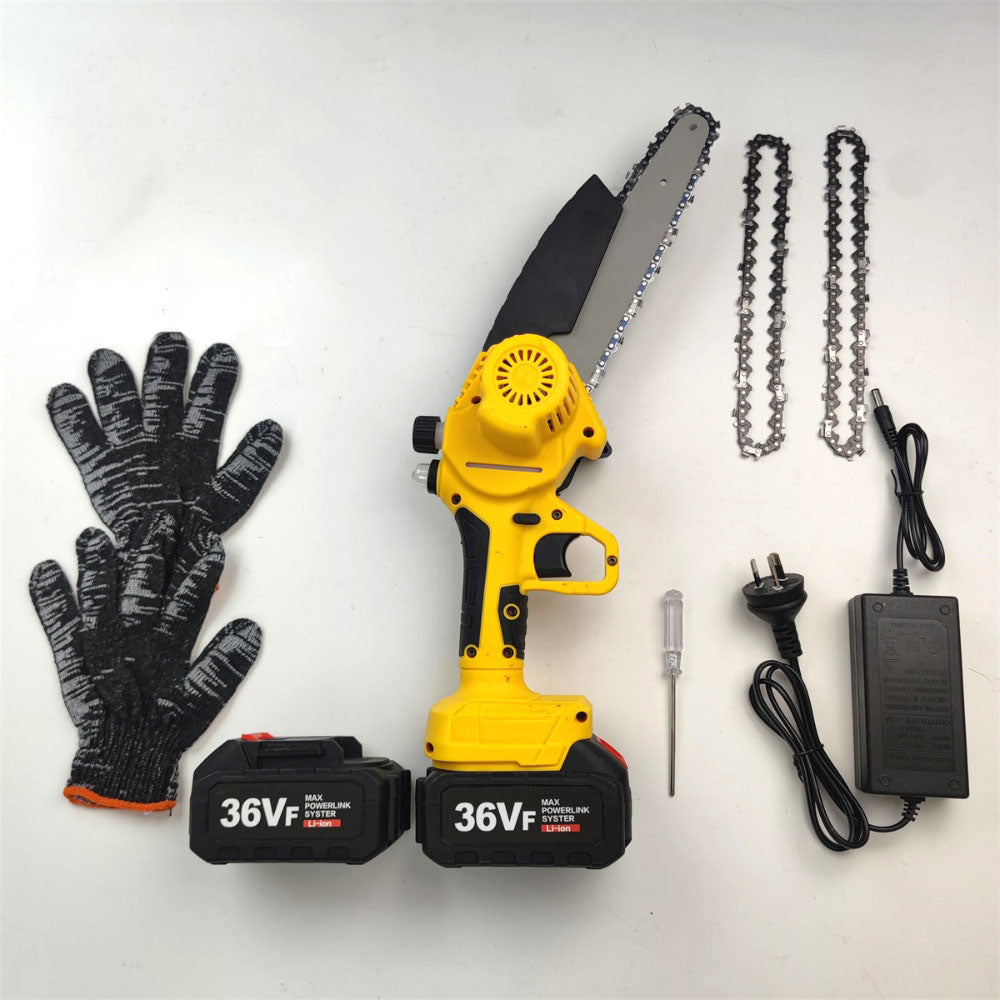 Power Saws: 36V 8" Mini Cordless Electric Chainsaw 2XBattery 36V Wood Cutter Rechargeable