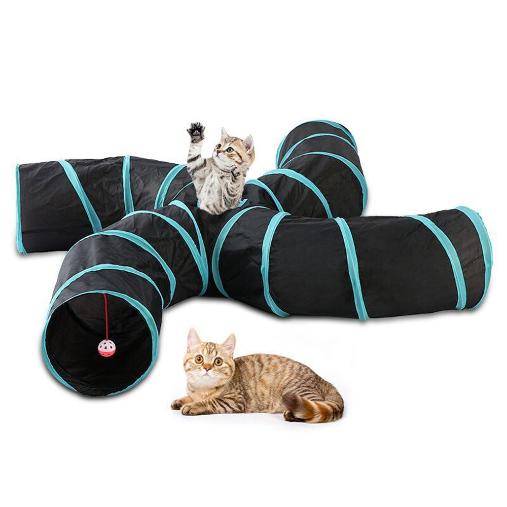 Cat Furniture: Pet Cat Kitten Puppy 4-Way Tunnel Play Toy Foldable Funny Exercise Tunnel Rabbit