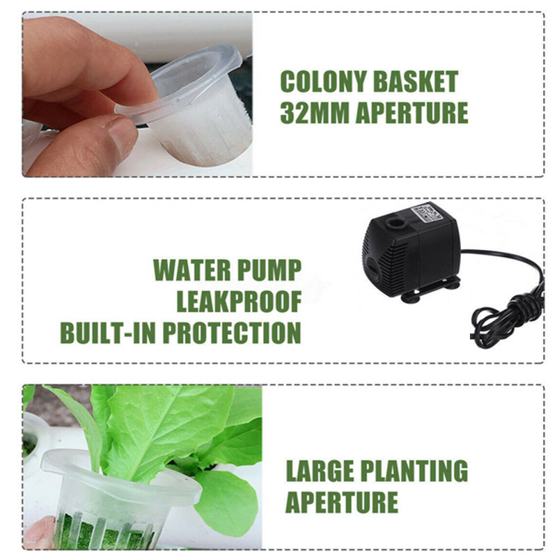 Gardening Accessories: 108 Plant Sites Hydroponic Grow Tool Kit Vegetable Garden Hydroponic Grow System