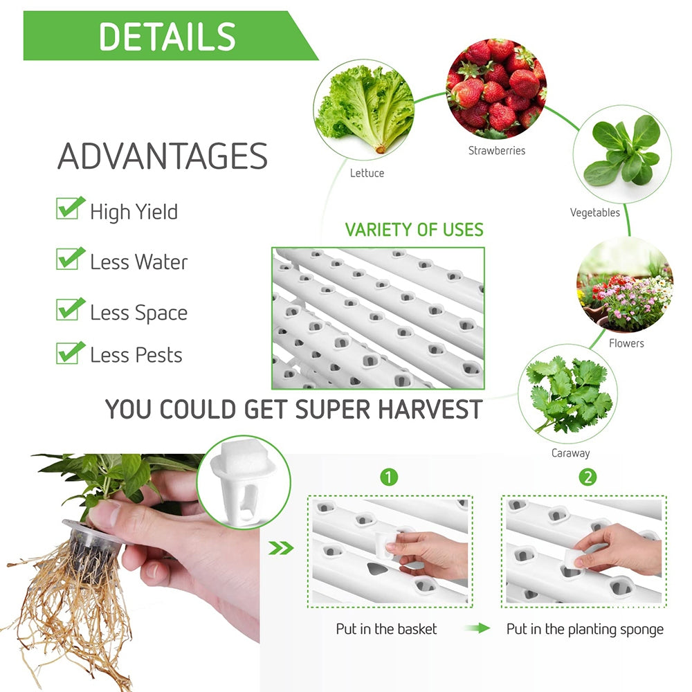 Gardening Accessories: 36 Sites Hydroponic Grow Tool Kits Vegetable Garden System 220V Water Pump