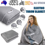 Blankets & Throws: Double-side Flannel Heated Electric Throw Rug Blanket Fast Heating Warm Washable GREY