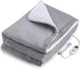 Blankets & Throws: Double-side Flannel Heated Electric Throw Rug Blanket Fast Heating Warm Washable GREY