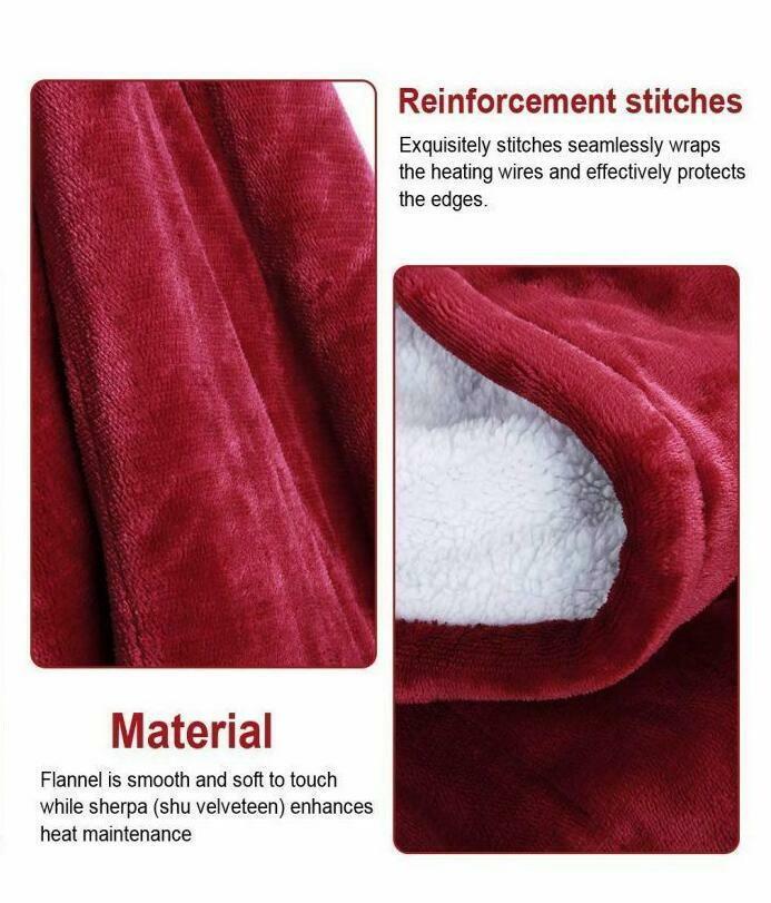 Blankets & Throws: Double-side Flannel Heated Electric Throw Rug Blanket Fast Heating Warm Washable RED