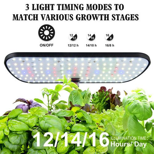 Hydroponics Plant Growing System 12 Pods Indoor Herb Garden Kit Led Light 4L Black
