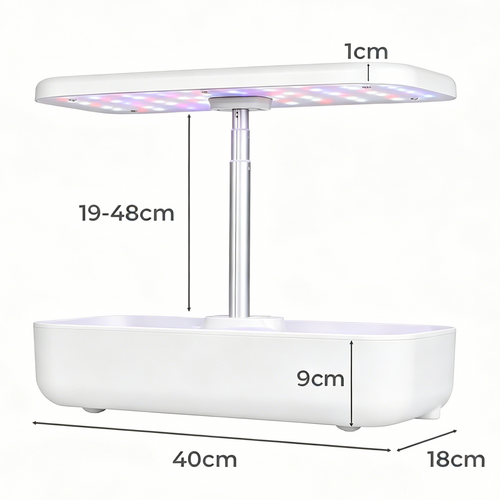 Hydroponics Plant Growing System 12 Pods Indoor Herb Garden Kit Led Light 4L WHITE