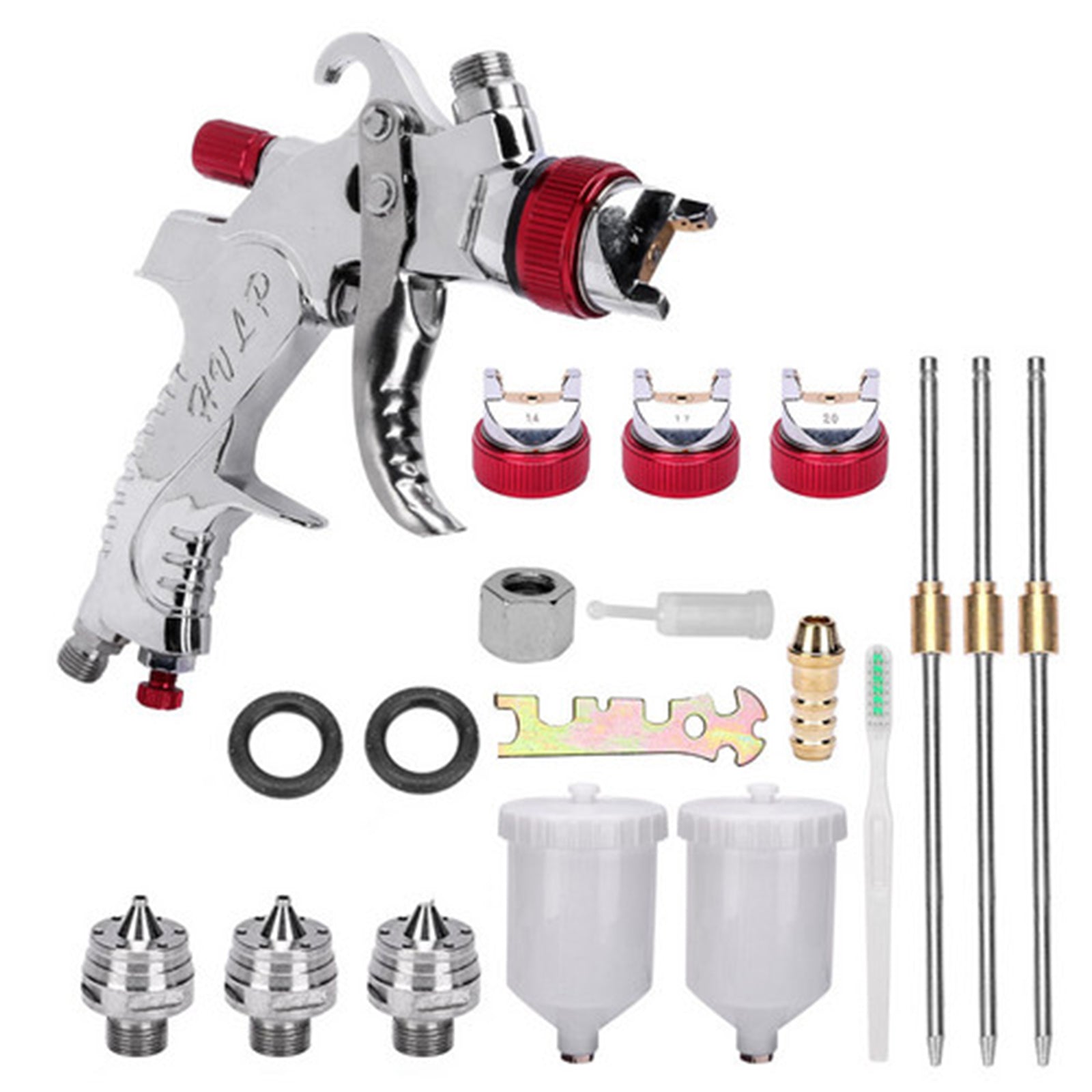 Painting Tools: Spray Gun Kit HVLP Gravity Feed Air Paint Sprayer 3 Nozzles 1.4mm 1.7mm 2mm