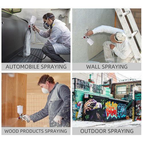 Painting Tools: Spray Gun Kit HVLP Gravity Feed Air Paint Sprayer 3 Nozzles 1.4mm 1.7mm 2mm