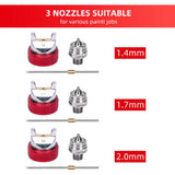 Painting Tools: Spray Gun Kit HVLP Gravity Feed Air Paint Sprayer 3 Nozzles 1.4mm 1.7mm 2mm