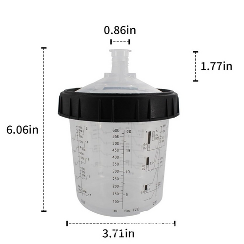 Painting Tools: 50 Sets Paint Spray Gun Cup Lids Liners Kit with Micron Filter  600ML Clear