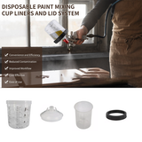 Painting Tools: 50 Sets Paint Spray Gun Cup Lids Liners Kit with Micron Filter  600ML Clear
