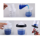 Painting Tools: 50 Sets Paint Spray Gun Cup Lids Liners Kit with Micron Filter  600ML Clear