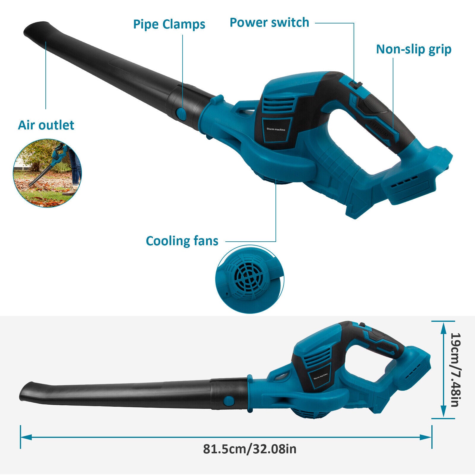 Gardening Tools: Cordless Garden Leaf Dust Blower Handheld For Makita With 2Battery & Charger 36V