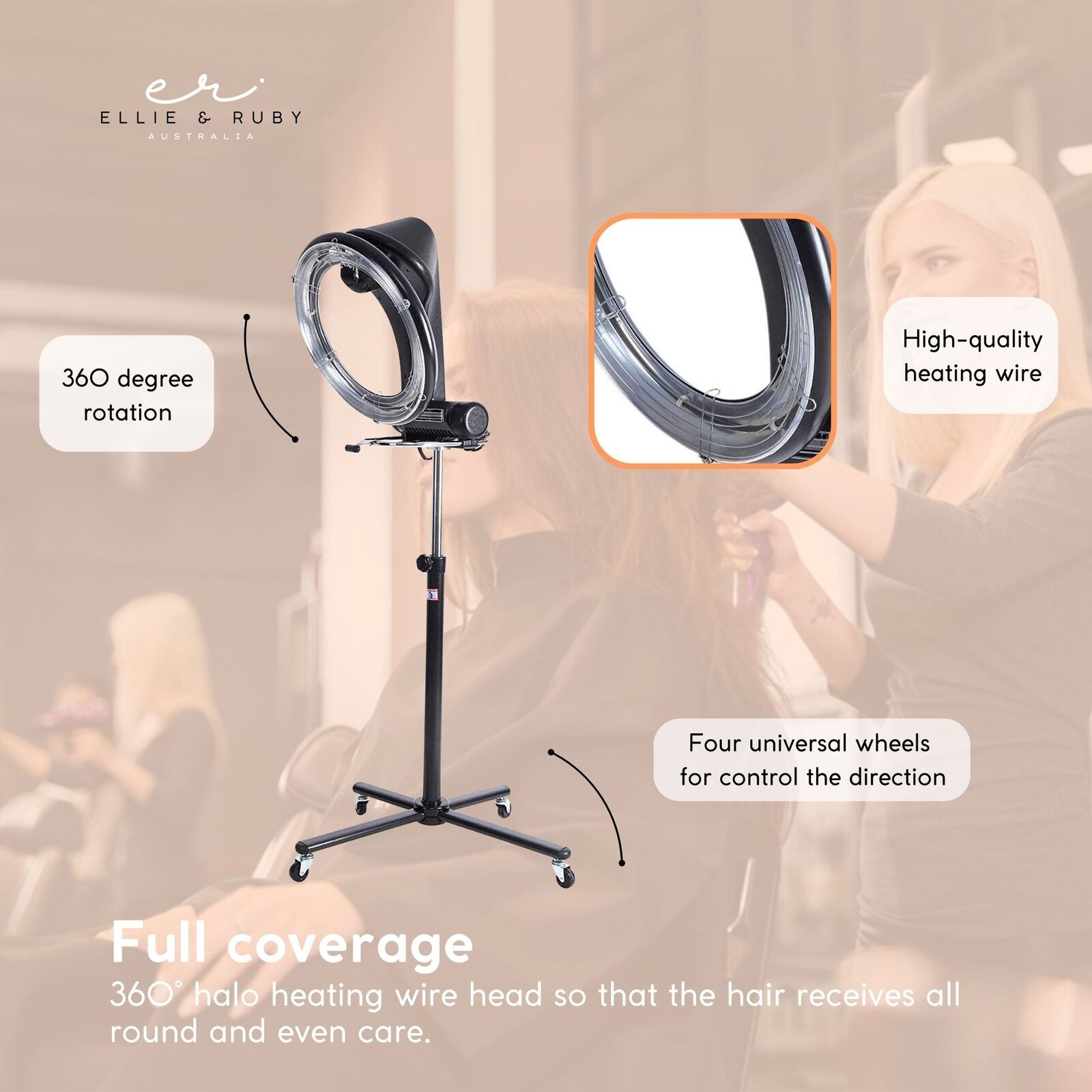 Hair Styling Tools: New Standing Hair Dryer Accelerator Colour 360 Rotating Halo Rolling Salon Equipment