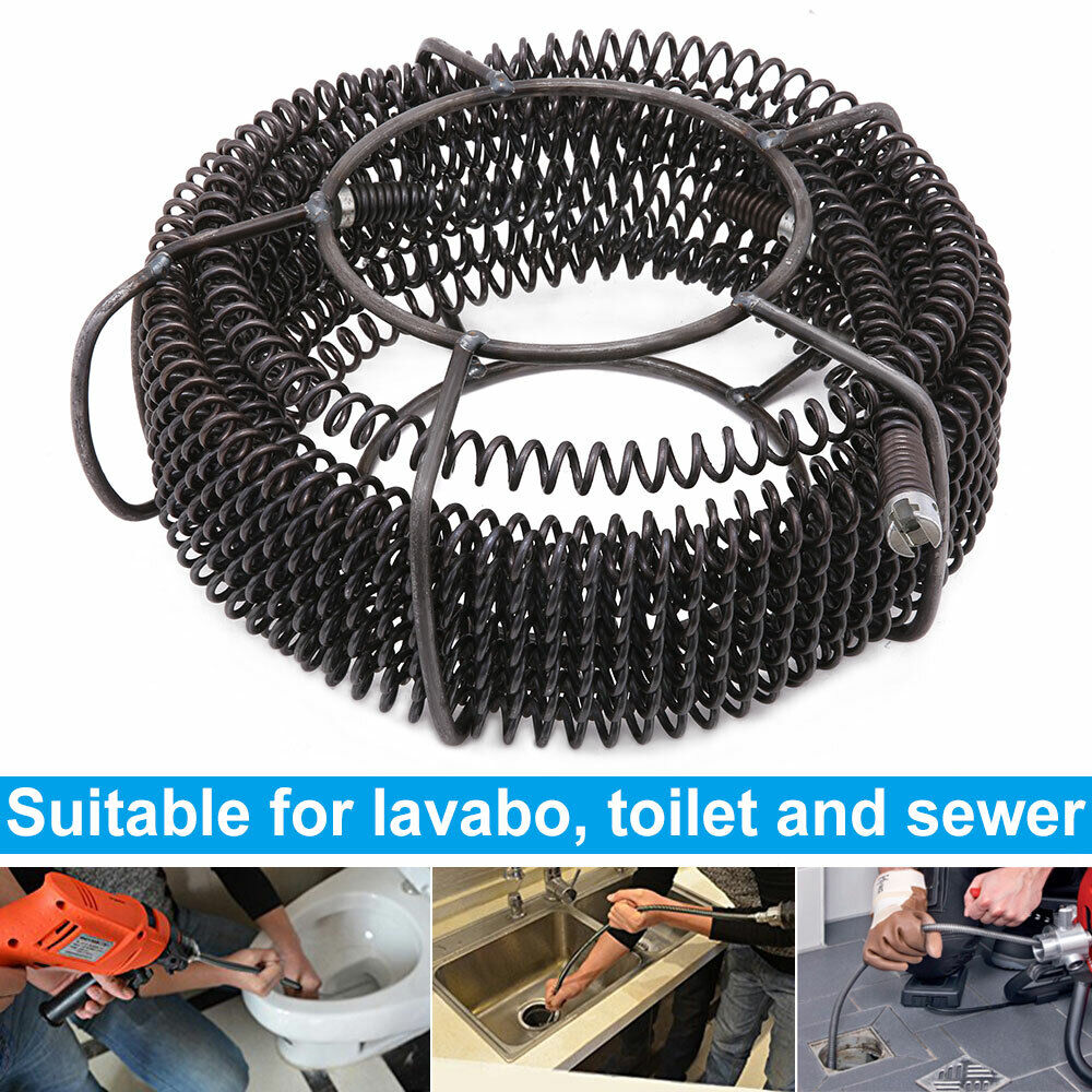 Kitchen & Bathroom DIY: Plumber Drain Snake Pipe Metal Cleaner Pipeline Sewer 12M + 6 Drill Bit Tool DIY