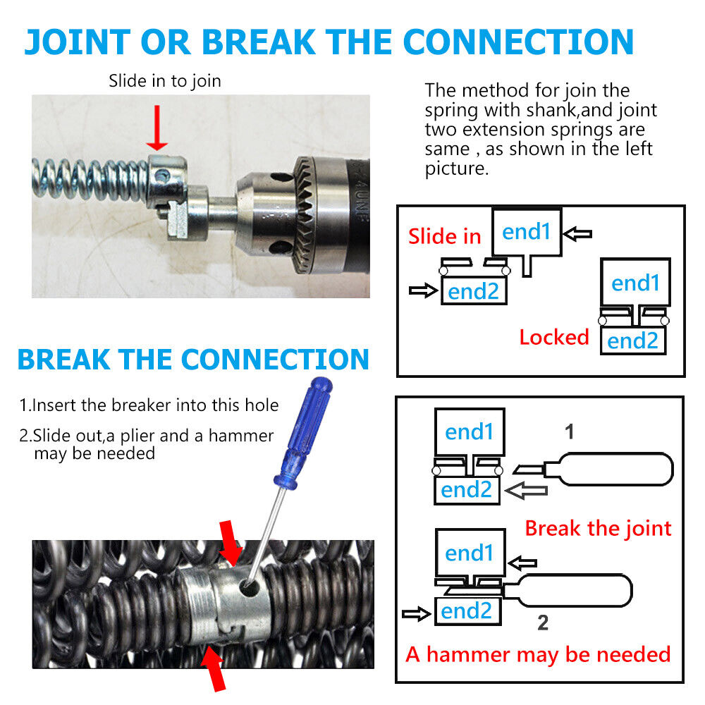 Kitchen & Bathroom DIY: Plumber Drain Snake Pipe Metal Cleaner Pipeline Sewer 12M + 6 Drill Bit Tool DIY