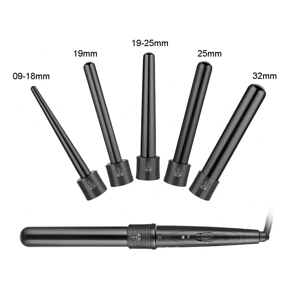 Hair Styling Products: 5 in 1 Hair Curler Wand Set Ceramic Styling Curling Iron Roller Barrel LED+Glove