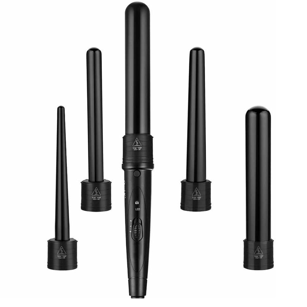 Hair Styling Products: 5 in 1 Hair Curler Wand Set Ceramic Styling Curling Iron Roller Barrel LED+Glove