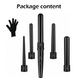 Hair Styling Products: 5 in 1 Hair Curler Wand Set Ceramic Styling Curling Iron Roller Barrel LED+Glove