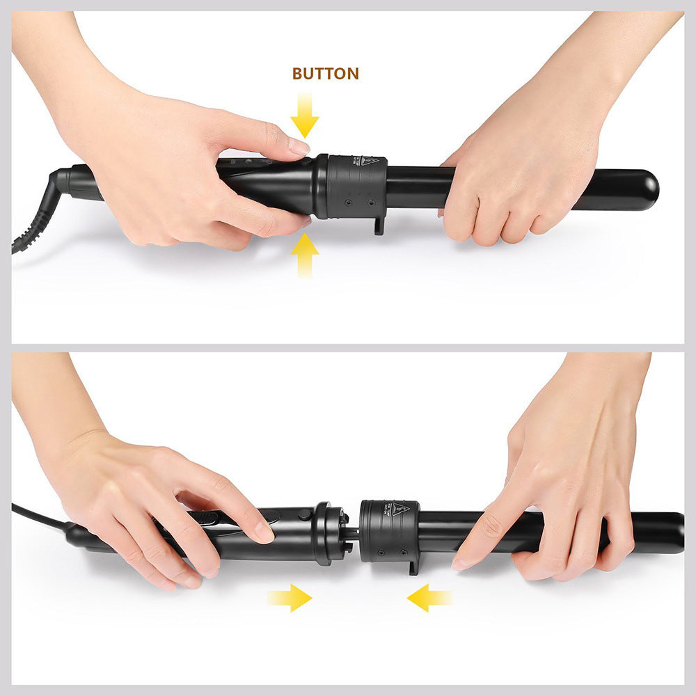 Hair Styling Products: 5 in 1 Hair Curler Wand Set Ceramic Styling Curling Iron Roller Barrel LED+Glove