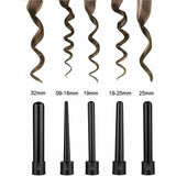 Hair Styling Products: 5 in 1 Hair Curler Wand Set Ceramic Styling Curling Iron Roller Barrel LED+Glove