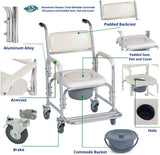 Mobility & Accessibility: Mobile Shower Toilet Commode Chair Bathroom Aluminum Bedside Footrest Wheelchair