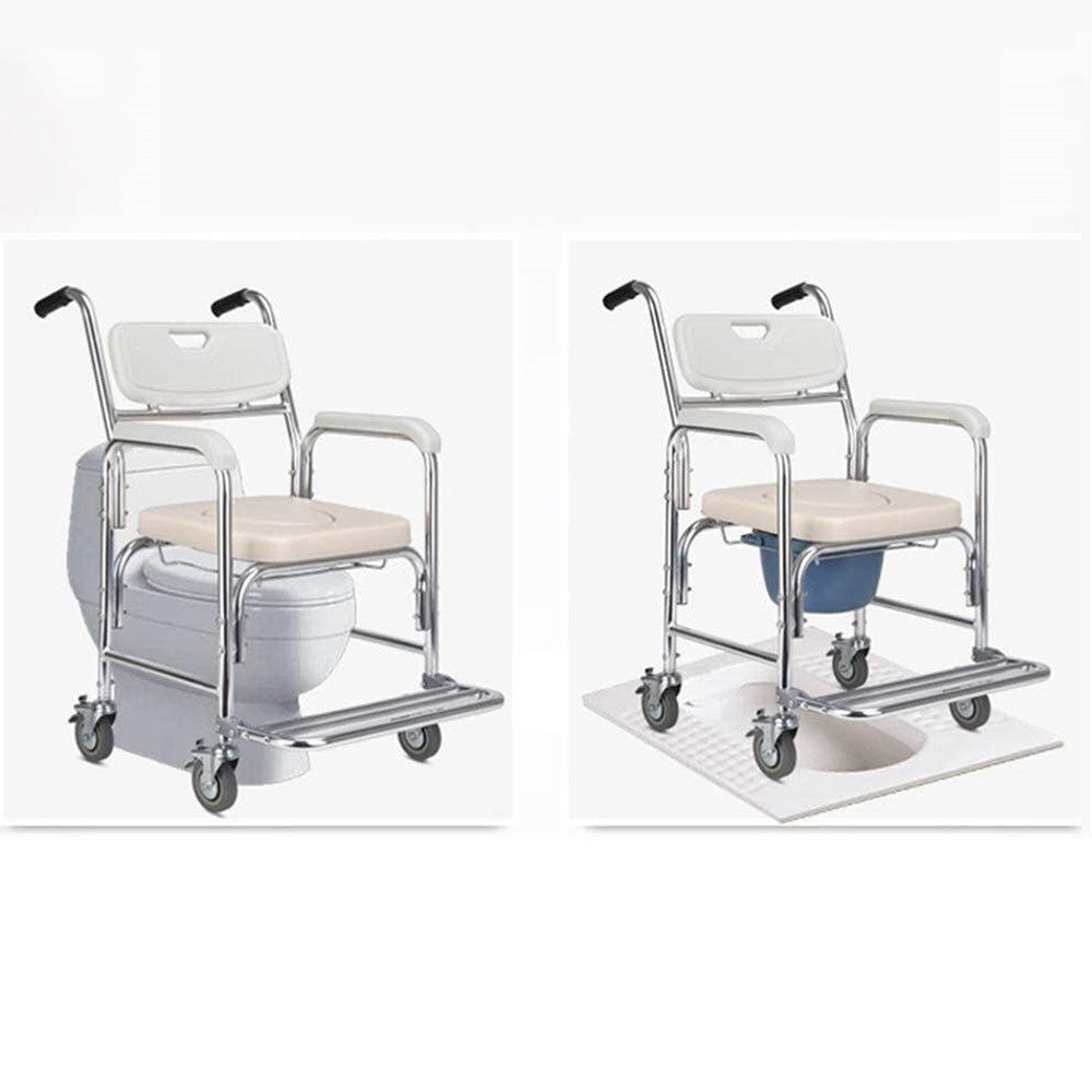 Mobility & Accessibility: Mobile Shower Toilet Commode Chair Bathroom Aluminum Bedside Footrest Wheelchair