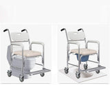 Mobility & Accessibility: Mobile Shower Toilet Commode Chair Bathroom Aluminum Bedside Footrest Wheelchair