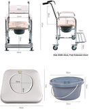 Mobility & Accessibility: Mobile Shower Toilet Commode Chair Bathroom Aluminum Bedside Footrest Wheelchair