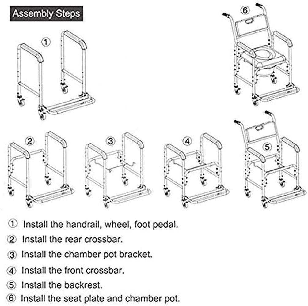 Mobility & Accessibility: Mobile Shower Toilet Commode Chair Bathroom Aluminum Bedside Footrest Wheelchair