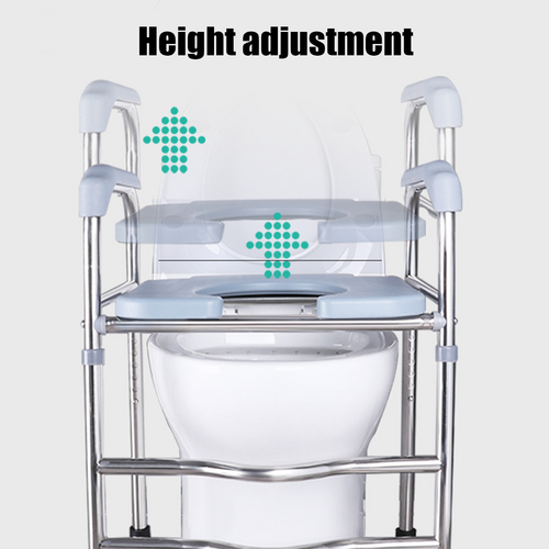 Upgrade 64-74cm Raised Toilet Seat Riser w/ Arms For Elderly Handicap Bathroom