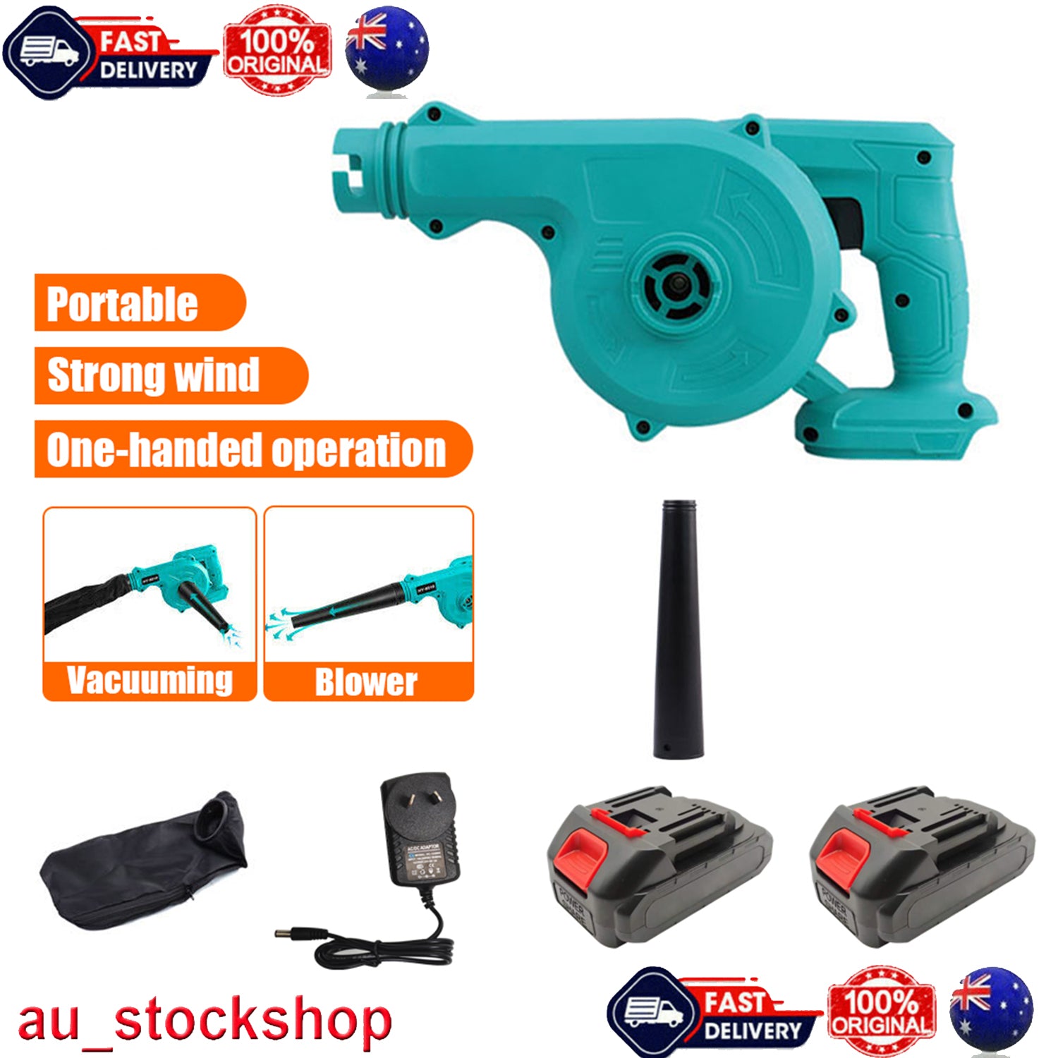 Gardening Tools: 2-in-1 Cordless Electric Leaf Blower Dust Suction Vacuum Cleaner With 2 Battery
