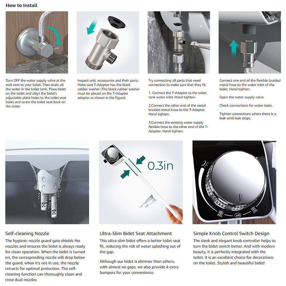 Toilet & Bidet Accessories: Toilet Bidet Seat Dual Nozzles Bidet Non Electric Toilet Water Sprayer Bathroom