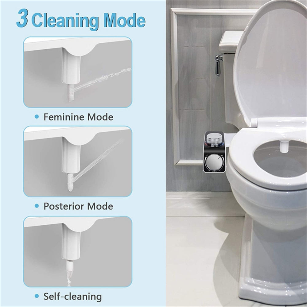 Toilet & Bidet Accessories: Bidet Toilet Seat Dual Nozzles Self-Cleaning Wash Hot Cold Mixer Water Sprayer