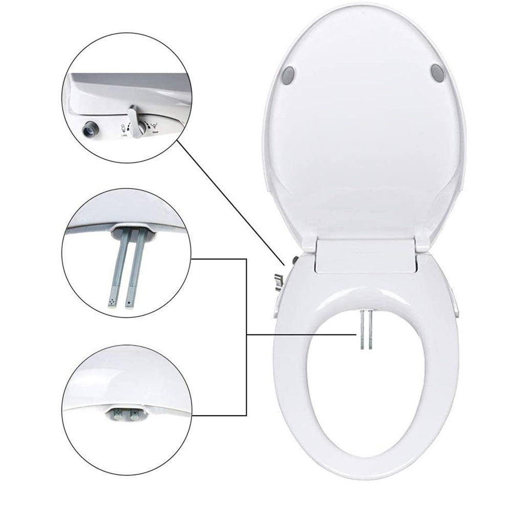 Toilet & Bidet Accessories: Non Electric Bidet Toilet Seat O Cover Bathroom Dual Nozzle Spray Water Wash
