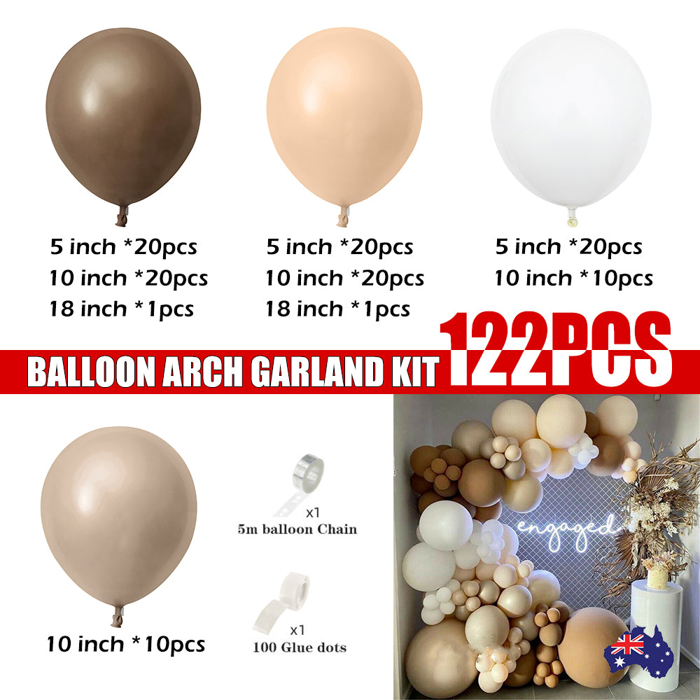 Other Wedding Decorations: 122X Coffee Balloon Arch Garland Kit Set Baby Shower Wedding Birthday Party Decor