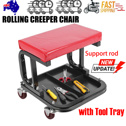 Automotive Repair & Speciality Tools: Padded Rolling Creeper Garage Mechanics Roller Seat Stool Chair with Tool Tray