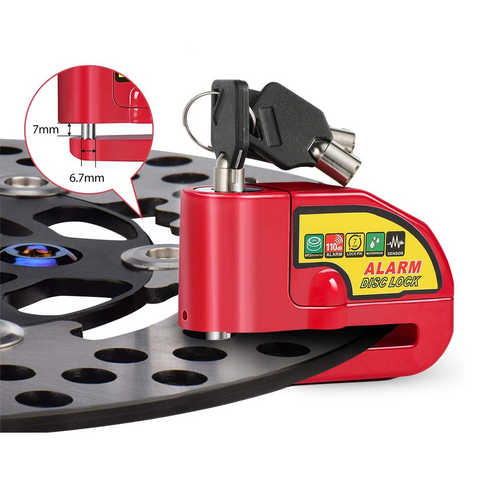 Bicycle Parts: Motorcycle Alarm Disc Lock Motor Bike Brake Security Electric Rotor Bike Lock RED