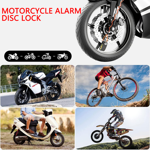 Bicycle Parts: Motorcycle Alarm Disc Lock Motor Bike Brake Security Electric Rotor Bike Lock RED