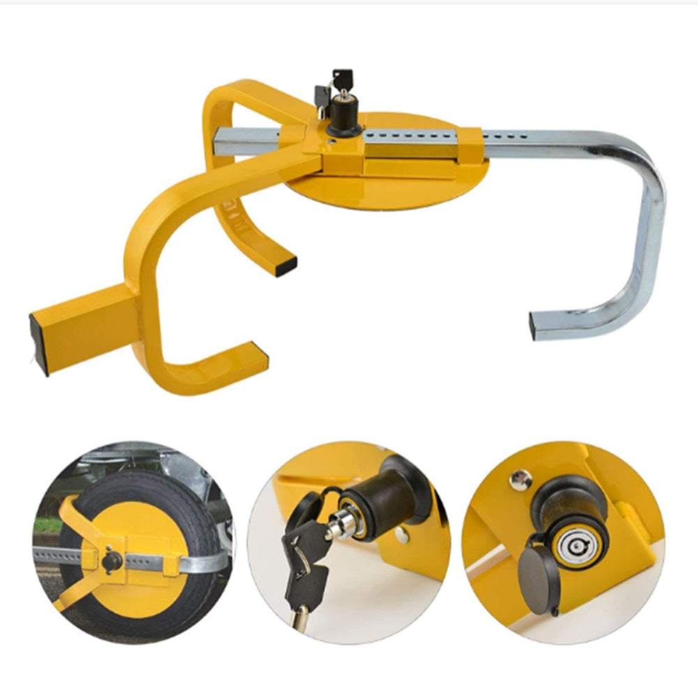 Camp Safety Equipment: Heavy Duty Wheel Defender Lock Clamp Tyre Lock 13" 14" 15" Car Caravan Trailer