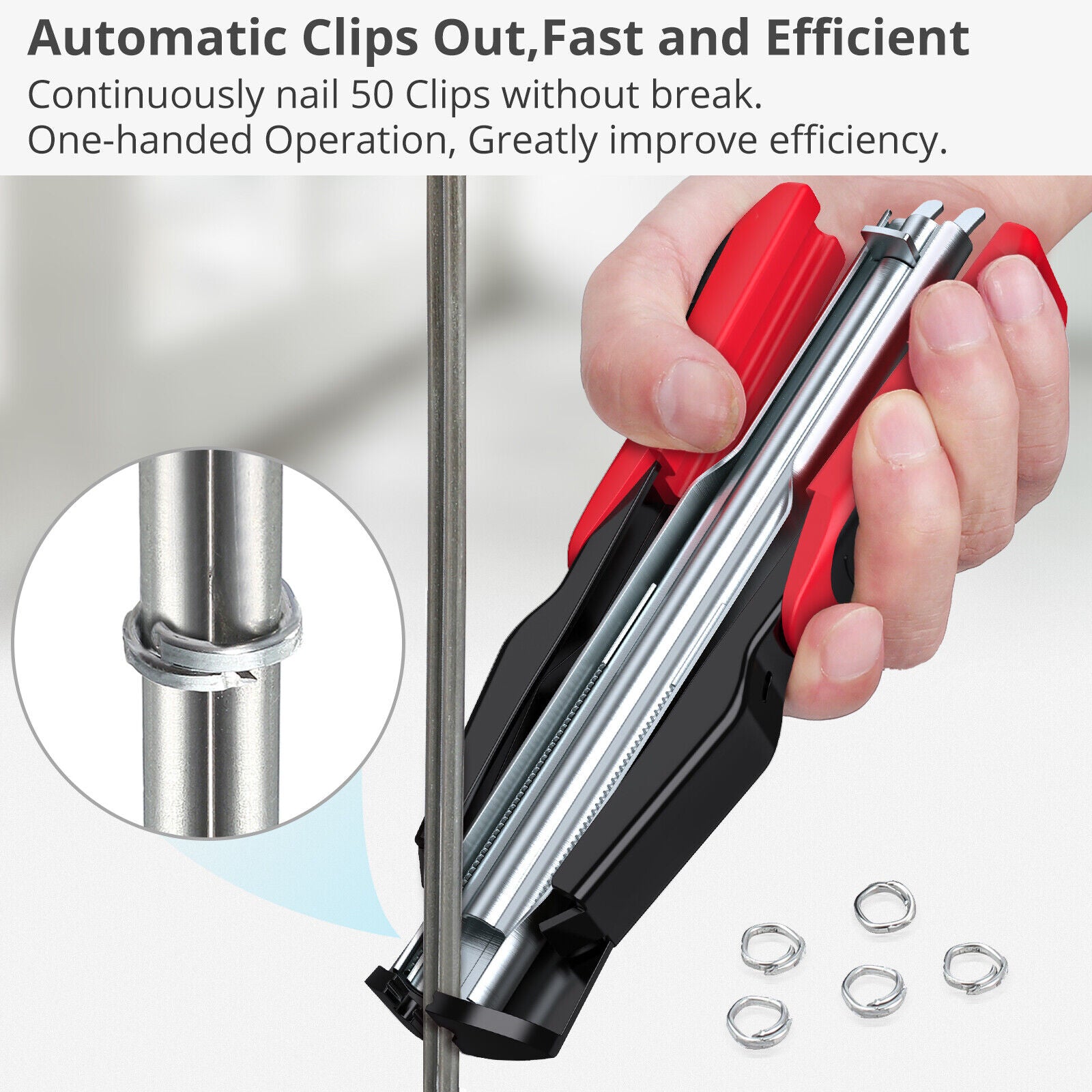 Coop & Hutch Accessories: Hog Ring Gun C Clip Auto Feed Nailer Pliers+2500pcs Galvanised Steel Hogring Set