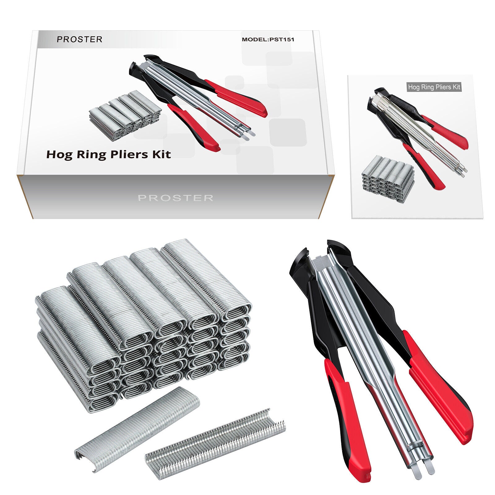 Coop & Hutch Accessories: Hog Ring Gun C Clip Auto Feed Nailer Pliers+2500pcs Galvanised Steel Hogring Set