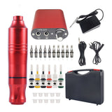 36PC Tattoo Kit Motor Pen Machine Gun Color Inks Power Supply Tattoo Needles Set Red