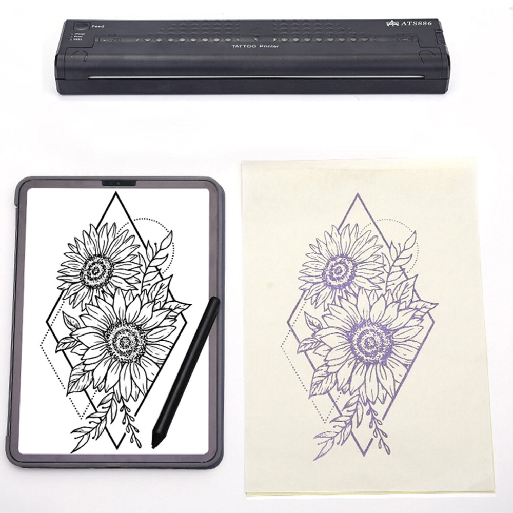 Tattoo Suppliers: Wireless Tattoo Transfer Printer Portable Machine Clear Transfer Stencil Printer Black