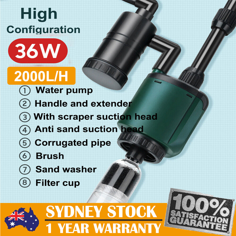 Aquarium Filters & Pumps: 2000L/H 36W Aquarium Tool Electric Fish Tank Pump Water Changer Sand Washer AU