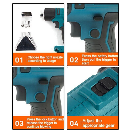 Gardening Tools: 2200W Cordless Heat Gun Hot Air Gun Temperature 300~580 Degree Celsius For Makita 18V Battery