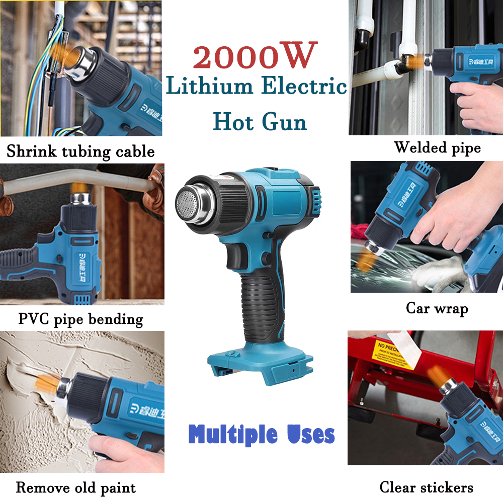 Gardening Tools: 2000W Electric Hot Air Heat Gun with Nozzles Cordless Handheld For Makita 18V AU