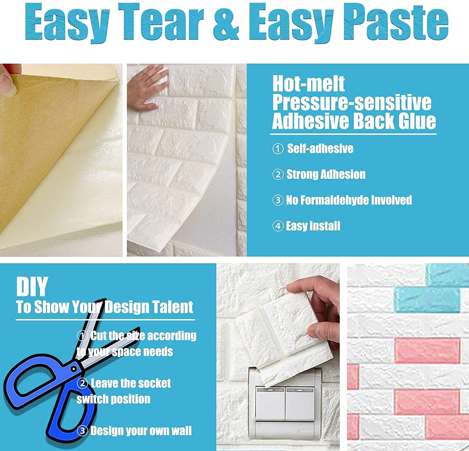 3D Wall Art: 70CMx10M 3D Wall Paper Panel Foam Brick Self Adhesive Waterproof Wallpaper Sticker