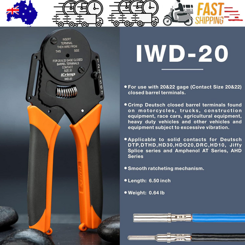 Automotive Repair & Speciality Tools: DT20 Crimper 4 Way Indent,8 Impression iCrimp Closed Barrel Type Deutsch Crimper